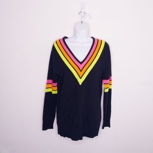 BP V-neck Sweater Be Proud Collection Size XXS Black & Neon Shirt